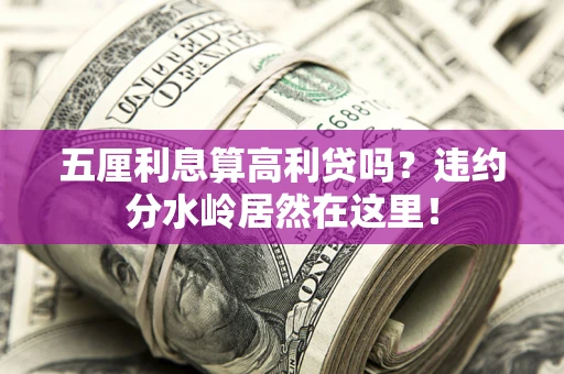武汉五厘利息算高利贷吗？违约分水岭居然在这里！